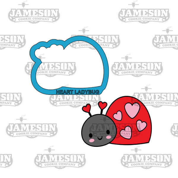 Lady Bug Heart Antenna Cookie Cutter - Valentine's Day, Love Theme