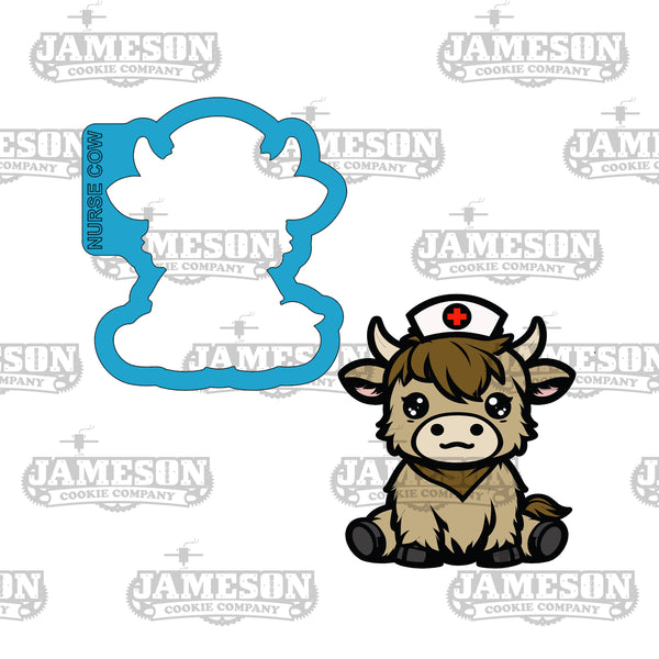Highland Cow with Nurse Hat Cookie Cutter