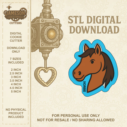 Horse Head Cookie Cutter - Digital STL File Download