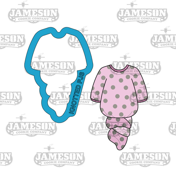 3 Piece Knotted Baby Pajamas Cookie Cutter Set - Baby Shower, Nursery Theme, Baby Clothes, Knotted Gown
