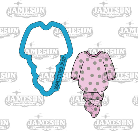 Knotted Baby Pajamas Gown #2 Cookie Cutter - Baby Shower, Nursery Theme, Baby Clothes