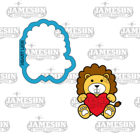 Valentine Lion Holding Heart Cookie Cutter - Love Animal