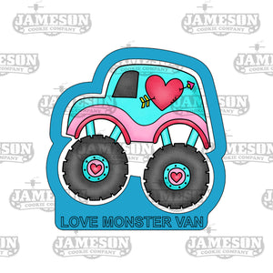Monster Truck Van Cookie Cutter - Love Truck, Valentine's Day Theme