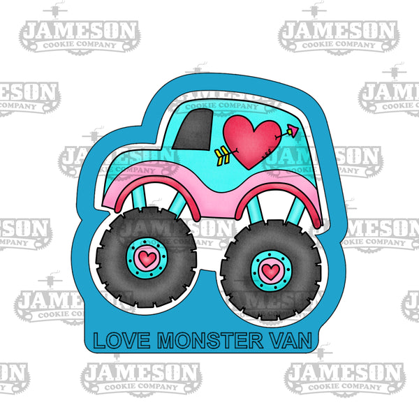 Valentine's Day Love Monster Truck Cookie Cutter Set
