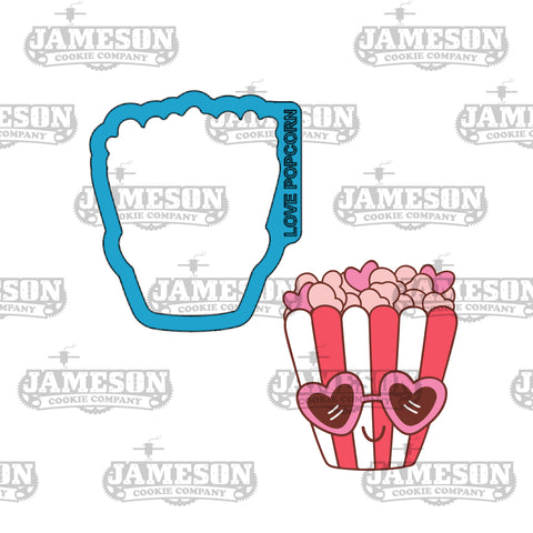 Popcorn with Heart Glasses Cookie Cutter - Valentine's Day, Love Theme