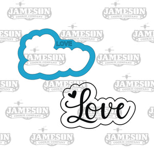 Love Plaque Cookie Cutter - Valentine's Day, Wedding, Love Script Outline