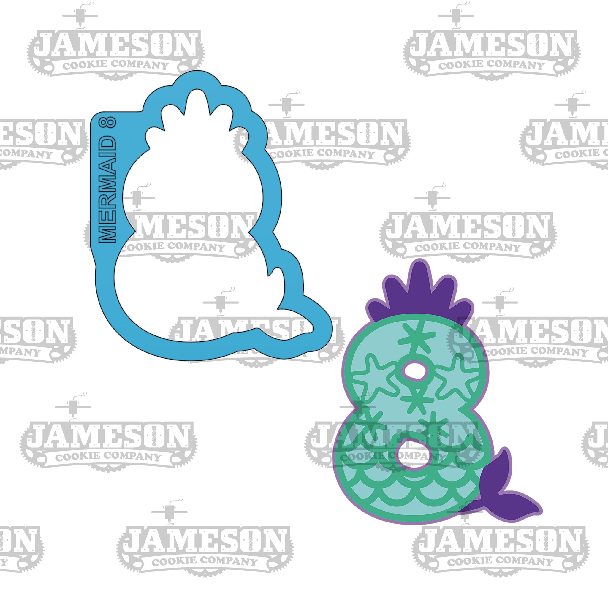 Mermaid Number 8 (eight) Cookie Cutter - Birthday Princess Number Cookie Cutter