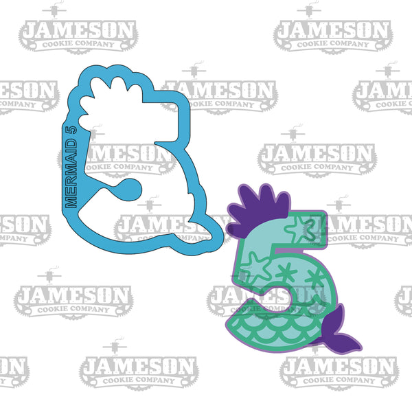 Mermaid Princess Number Cookie Cutters - Four, Five, Six Cutters - Birthday Cutters