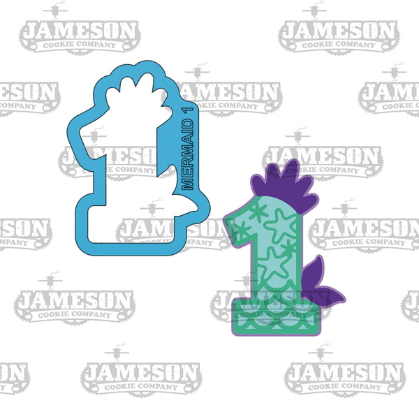 Mermaid Princess Number Cookie Cutters - One, Two, and Three Cutters - Birthday Cutters