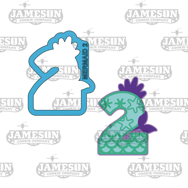 Mermaid Princess Number Cookie Cutters - One, Two, and Three Cutters - Birthday Cutters