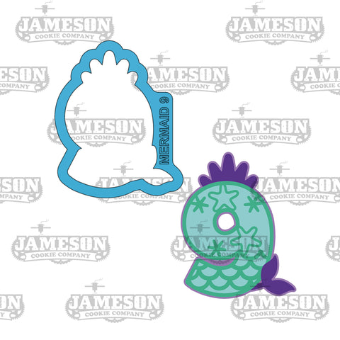 Mermaid Number 9 (nine) Cookie Cutter - Birthday Princess Number Cookie Cutter