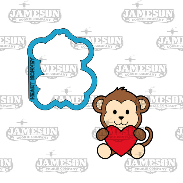 Valentine Monkey Holding Heart Cookie Cutter - Love Animal