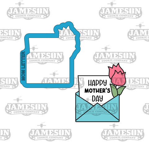 Mother's Day Letter Envelope Cookie Cutter - Mother's Day Card Shape, Flower, Mom Card Theme