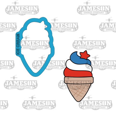 Patriotic Ice Cream Cookie Cutter - Summer Time, 4th of July, Fireworks