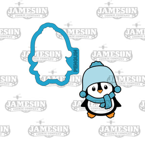 Penguin with Winter Hat Cookie Cutter - Winter or Christmas Theme