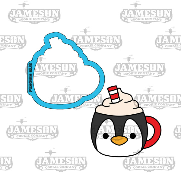 Penguin Cocoa Mug Cookie Cutter - Winter, Christmas Theme
