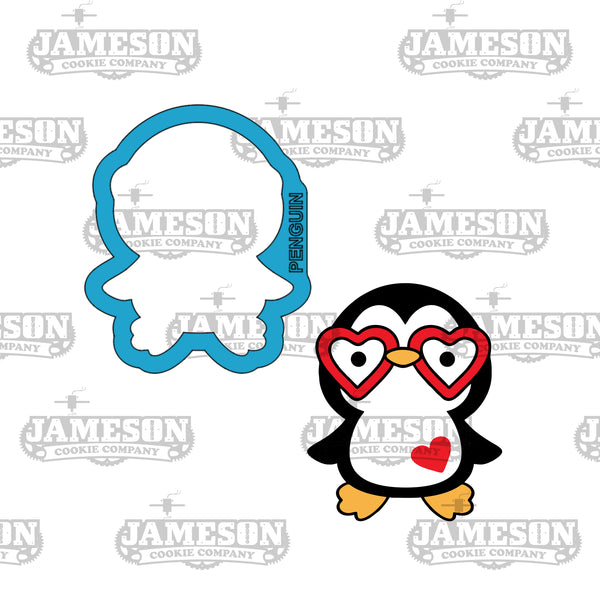 Penguin with Heart Glasses Cookie Cutter - Valentine's Day, Love Theme