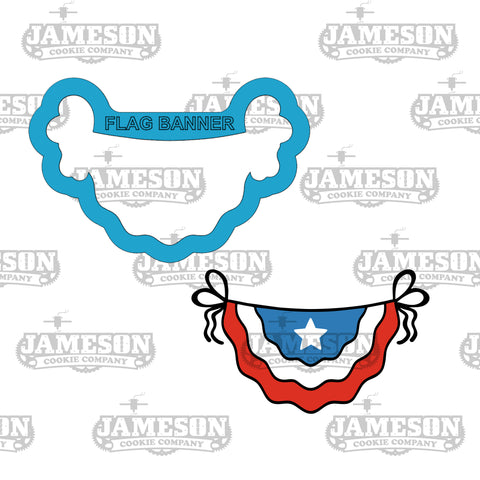 Pennant Fan Flag Banner Cookie Cutter - 4th of July, Freedom Theme