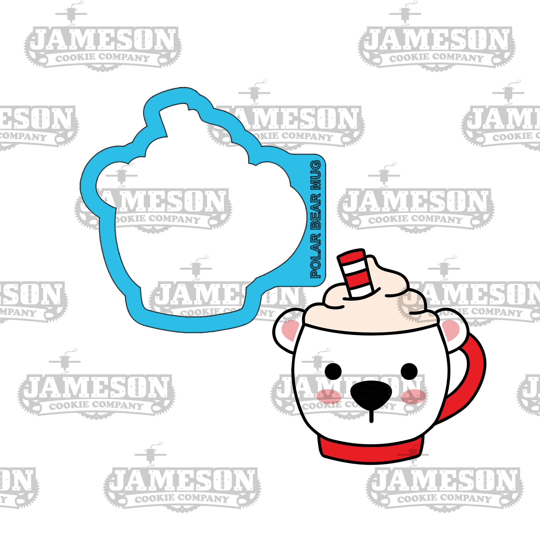 Polar Bear Cocoa Mug Cookie Cutter - Winter, Christmas Theme