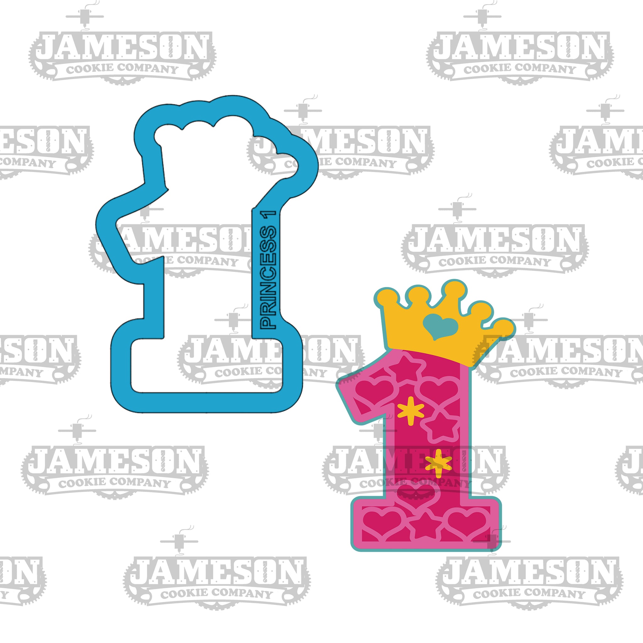 Princess Crown Number 1 (one) Cookie Cutter - Birthday Number Cookie Cutter