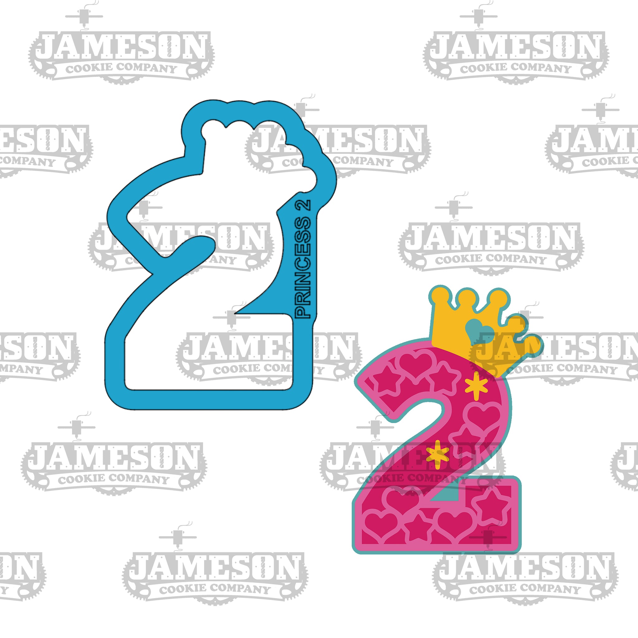 Princess Crown Number 2 (two) Cookie Cutter - Birthday Number Cookie Cutter