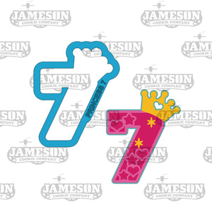 Princess Crown Number 7 (seven) Cookie Cutter - Birthday Number Cookie Cutter