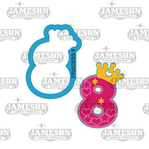 Princess Crown Number 8 (eight) Cookie Cutter - Birthday Number Cookie Cutter