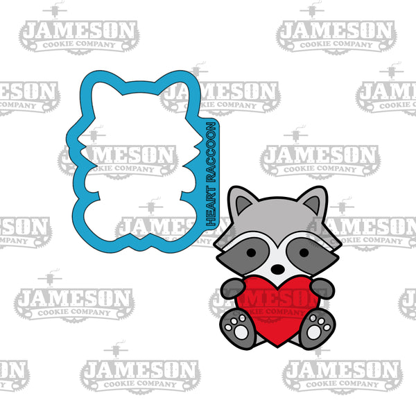 Valentine Raccoon Holding Heart Cookie Cutter - Love Animal