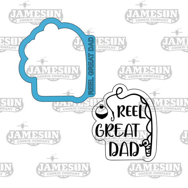 Father's Day Reel Great Dad Fishing Cookie Cutter Set - 2 Piece Cookie Cutter Set for 7 X 4 3/8 BRP Box