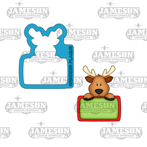 Reindeer Plaque Cookie Cutter - Christmas Tag, Chalkboard Plaque