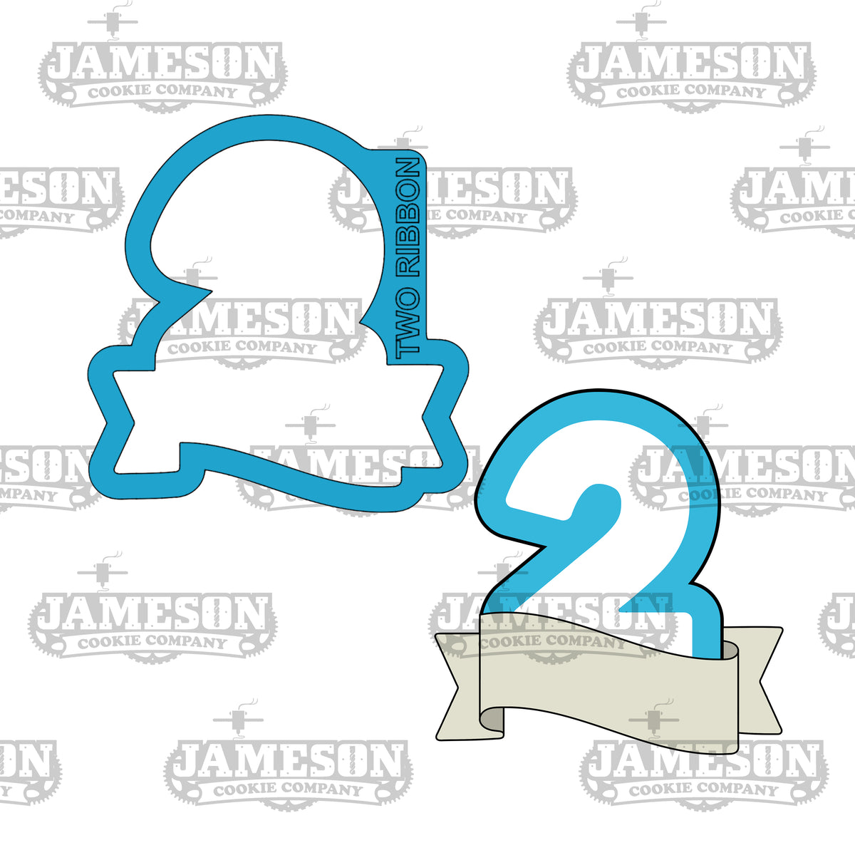 Number 2 with Ribbon Banner Cookie Cutter - Birthday Party Number Two ...