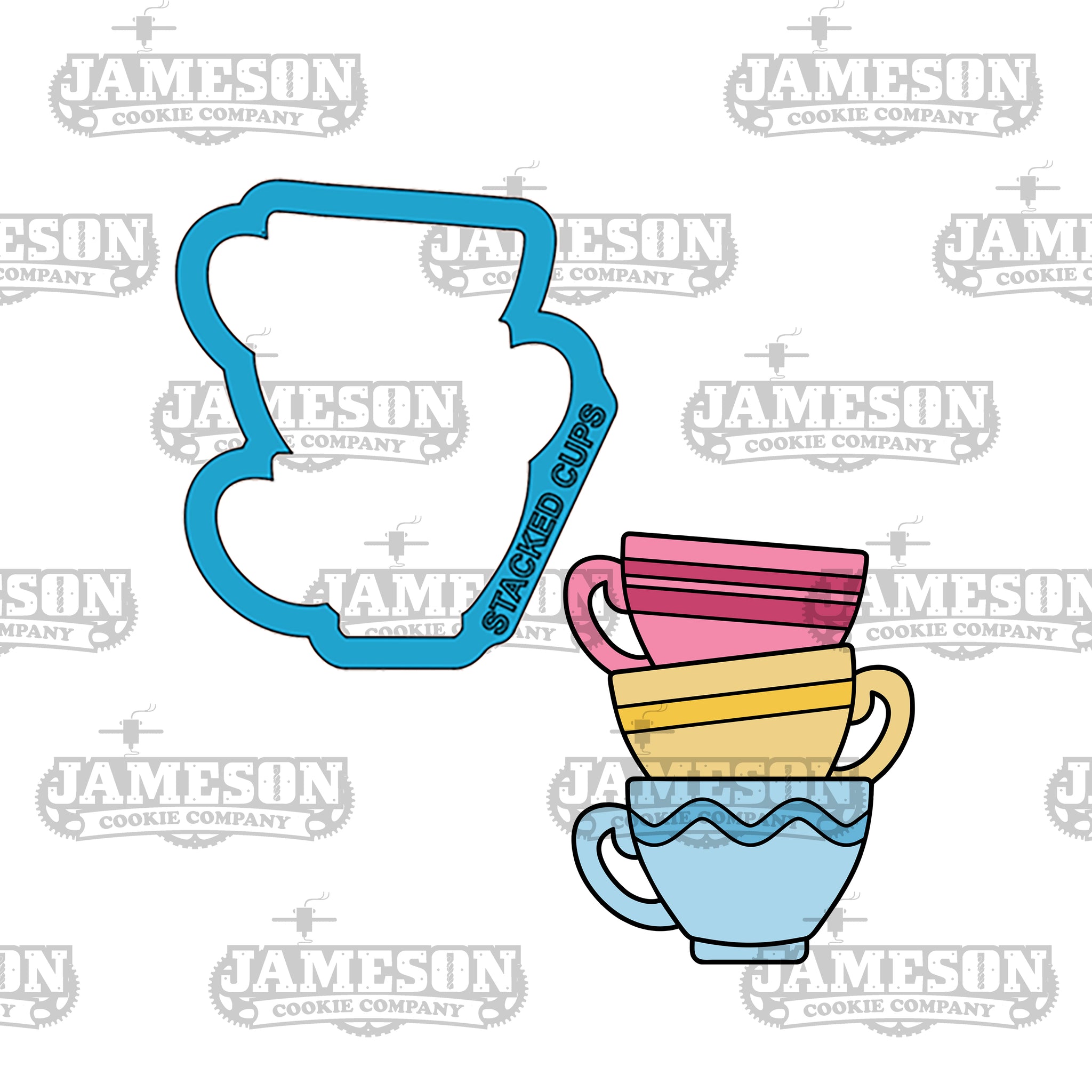 Stacked Tea Cups Cookie Cutter - Tea Party Theme