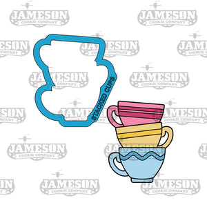 Stacked Tea Cups Cookie Cutter - Tea Party Theme