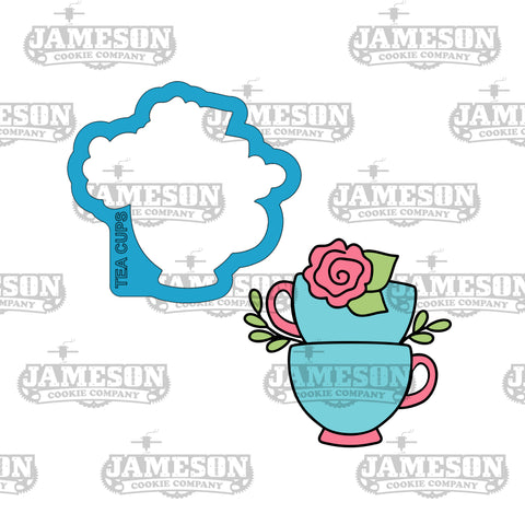 Floral Stacked Tea Cups Cookie Cutter - Mother's Day Theme