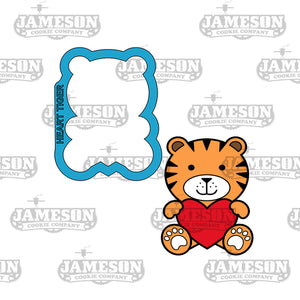 Valentine Tiger Holding Heart Cookie Cutter - Love Animal