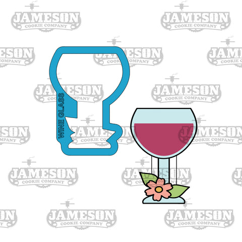 Floral Wine Glass Cookie Cutter - Mother's Day Theme