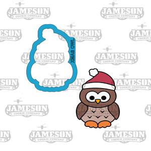 Christmas Woodland Owl Cookie Cutter, Owl with Santa Hat