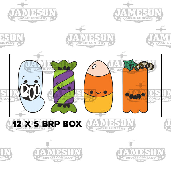 Halloween Stick Cookie Cutter Set 2 for 12x5 BRP Box - Halloween Ghost, Candy Wrapper, Candy Corn, Pumpkin