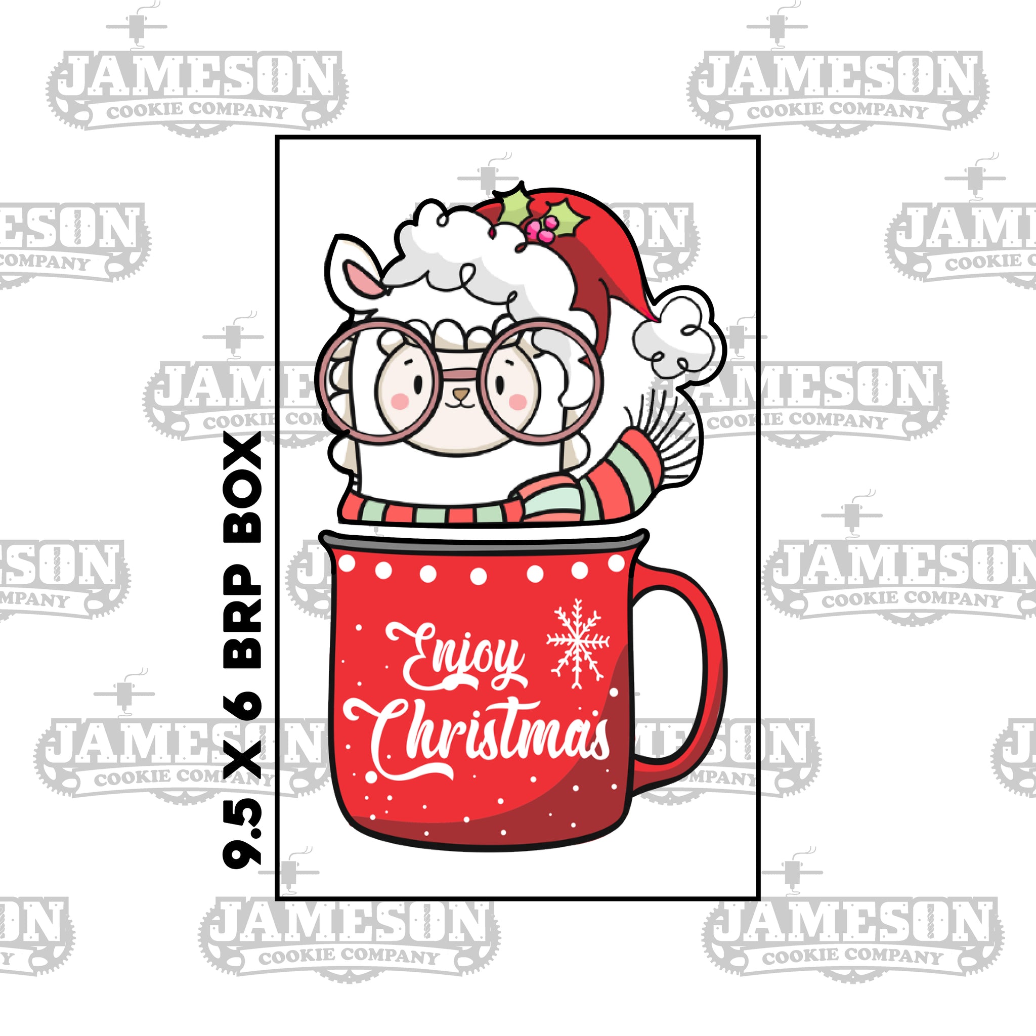 Christmas Llama in a Mug - 2 Piece Cookie Cutter Set for 9.5x6 BRP Box