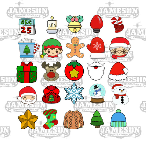 Christmas Advent Calendar 25 Piece Set of Mini Cookie Cutters