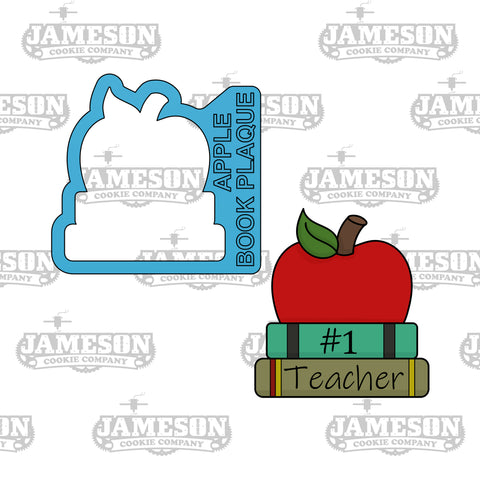 Apple Book Plaque Cookie Cutter - Teacher Plaque