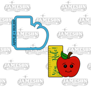 Apple and Ruler Cookie Cutter - Your Rule, Teacher Appreciation, Back To School