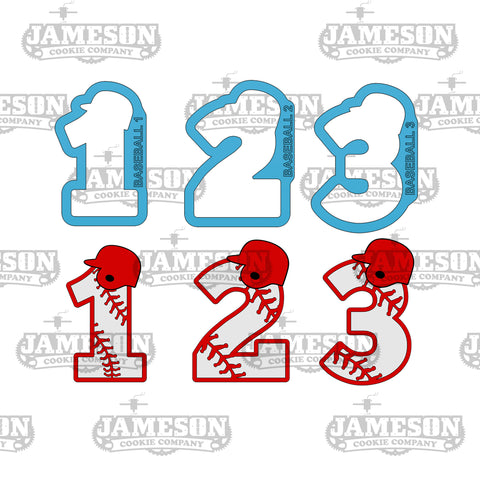 Baseball Number Cookie Cutters - One, Two, and Three Cutters - Sports Birthday Cutters