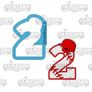 Baseball Number 2 (two) Cookie Cutter - Birthday Sports Number Cookie Cutter