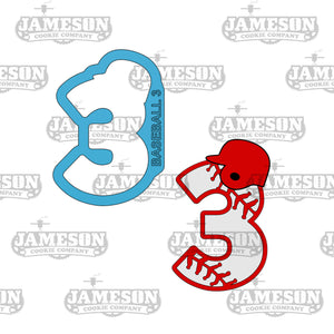 Baseball Number 3 (three) Cookie Cutter - Birthday Sports Number Cookie Cutter