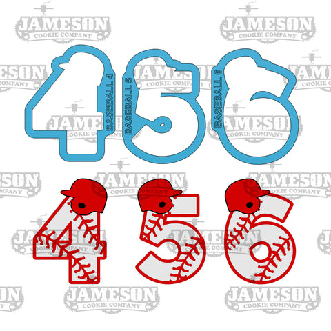 Baseball Number Cookie Cutters - Four, Five, Six Cutters - Sports Birthday Cutters