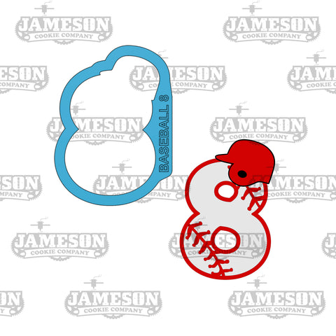 Baseball Number 8 (eight) Cookie Cutter - Birthday Sports Number Cookie Cutter