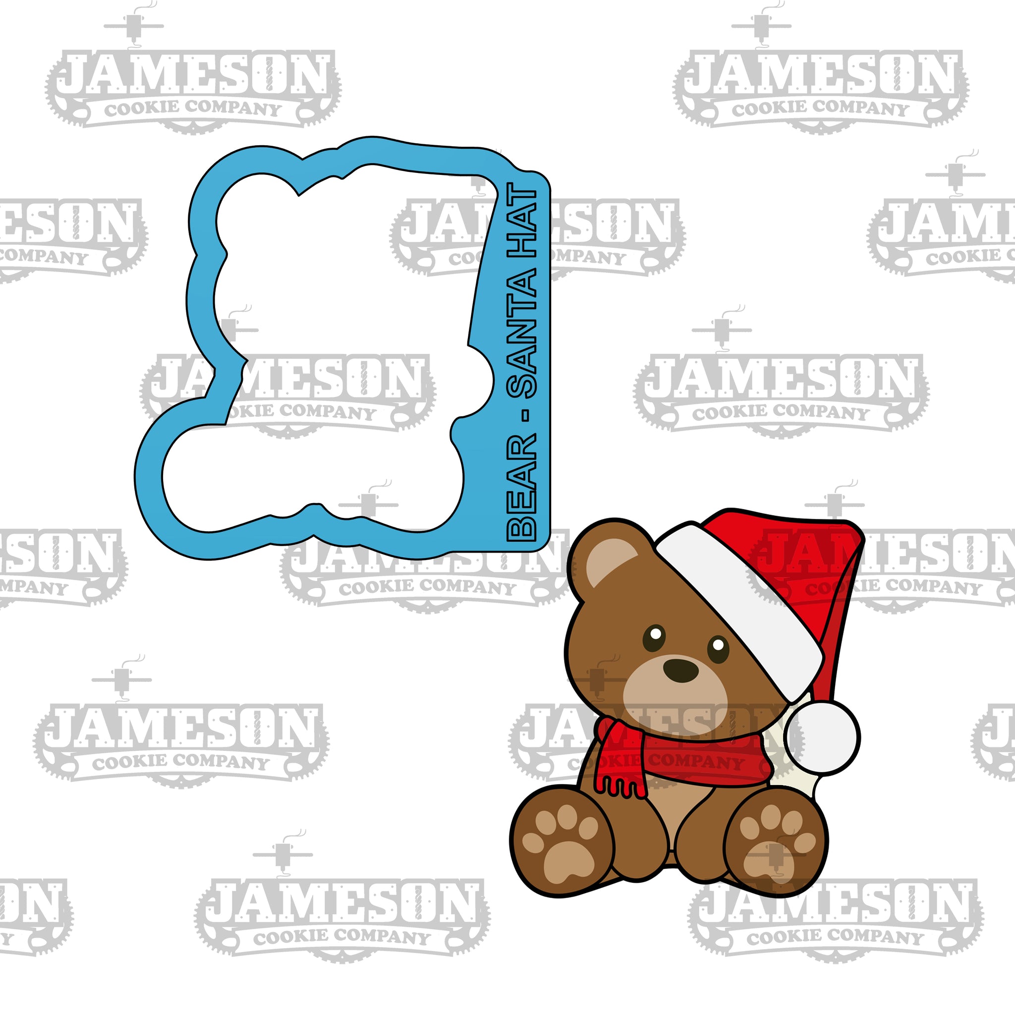 Christmas Bear with Santa Hat Cookie Cutter
