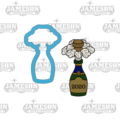 Champagne Bottle Cookie Cutter - Cork Pop - 2020 New Years or Graduation
