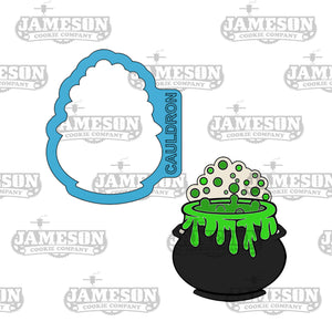 Bubbling Witch Cauldron Cookie Cutter - Halloween Theme, Pot of Bubbles